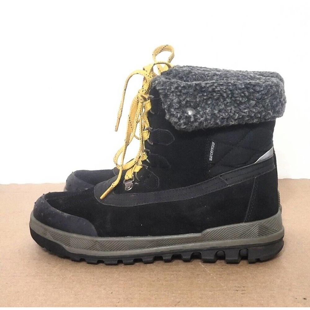 Bearpaw Womens Size 10 Inka Black Suede Waterproof Duck Boots Sherpa Top Winter